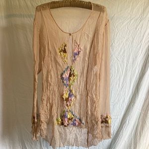 vintage ermanno scervino silk oversized long sleeve blouse
